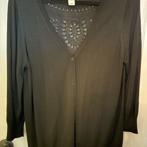 Christopher & Banks Black V-Neck Cardigan